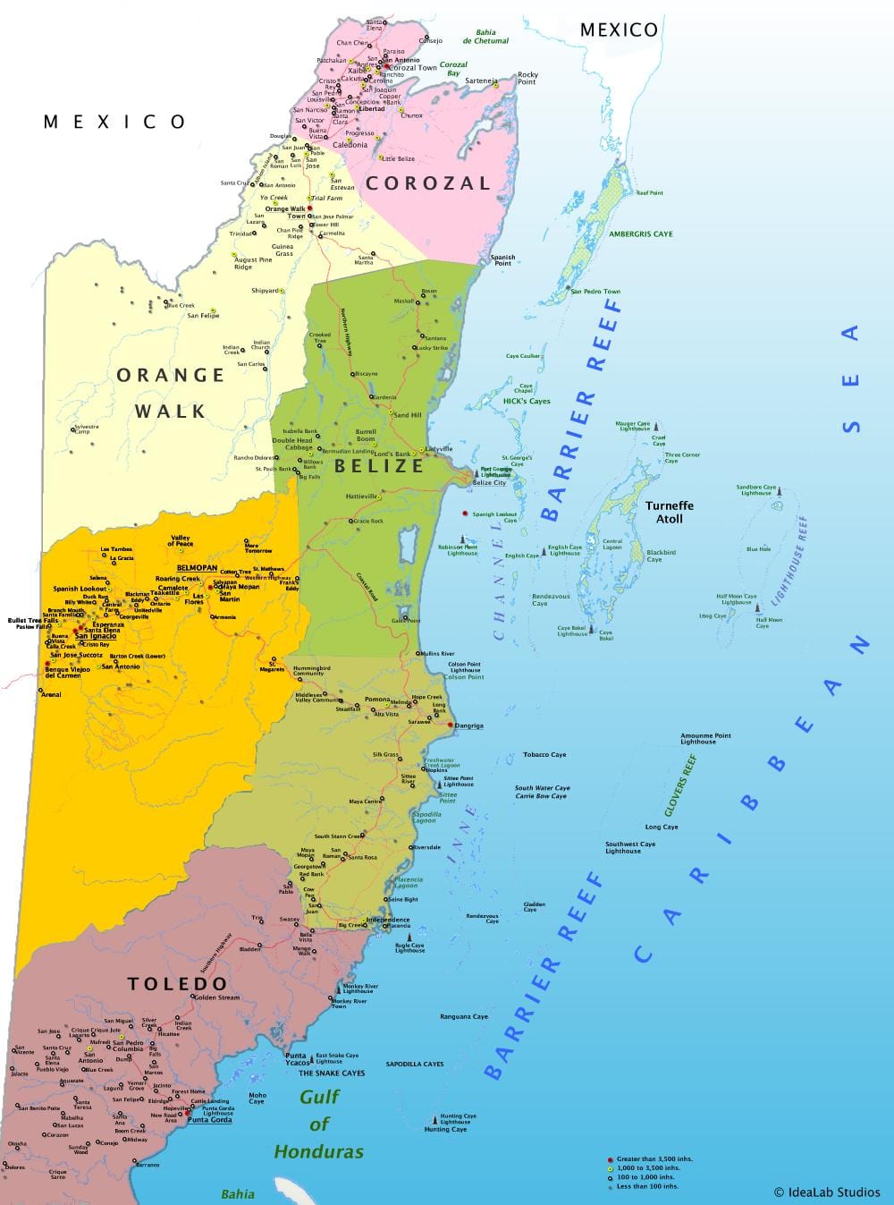 מפה של בליז עם הכפר